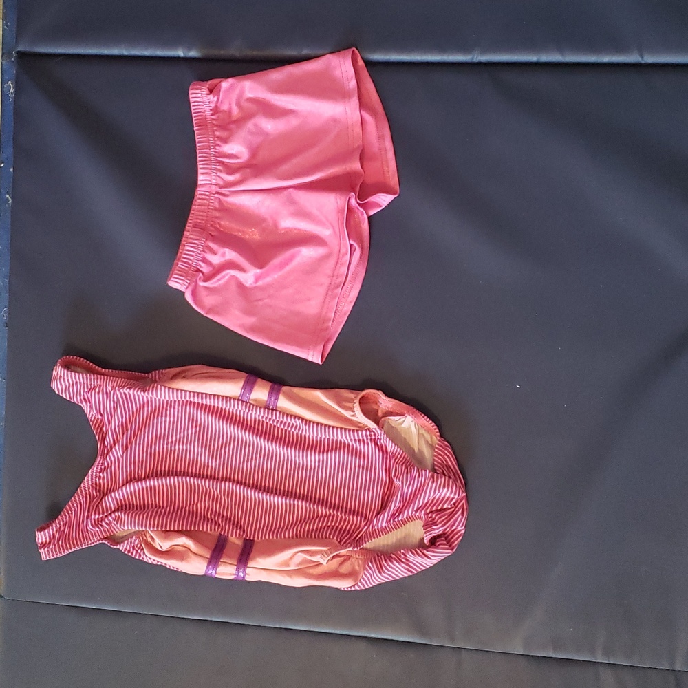 Gymnastics leo child small and gymnastics shorts